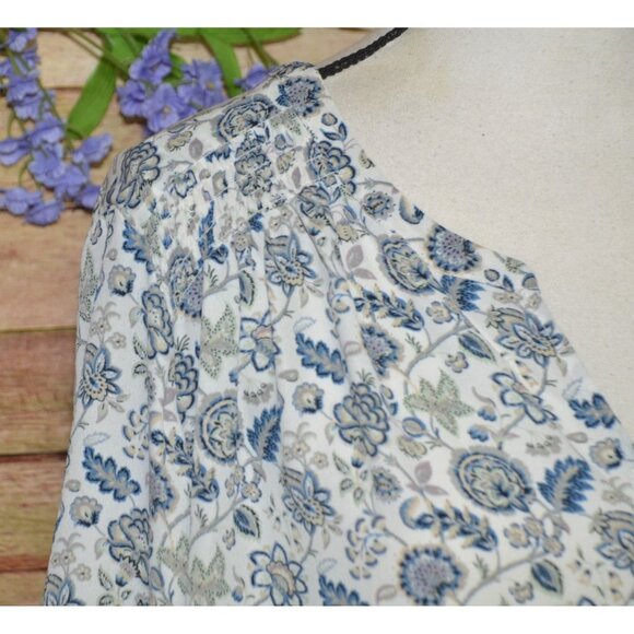 Rose + Olive Womens Blue Floral Button Up V-Neck Blouse Top Plus Size 2X Office - Picture 3 of 10